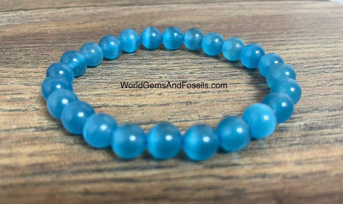 Blue Cat's Eye Bracelet 8mm