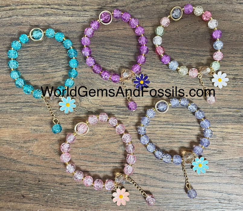 Bracelet With Flower Charm 5Pc Set