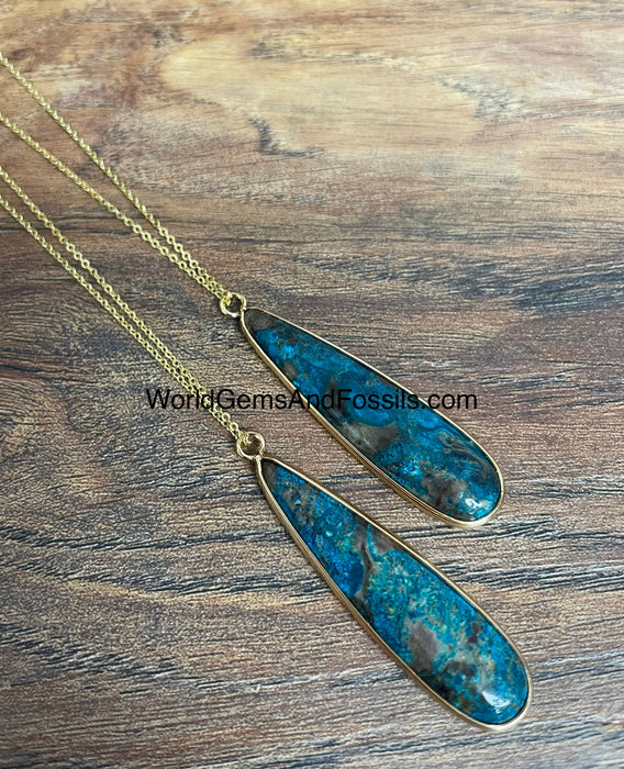 Chrysocolla Necklace Gold Plated