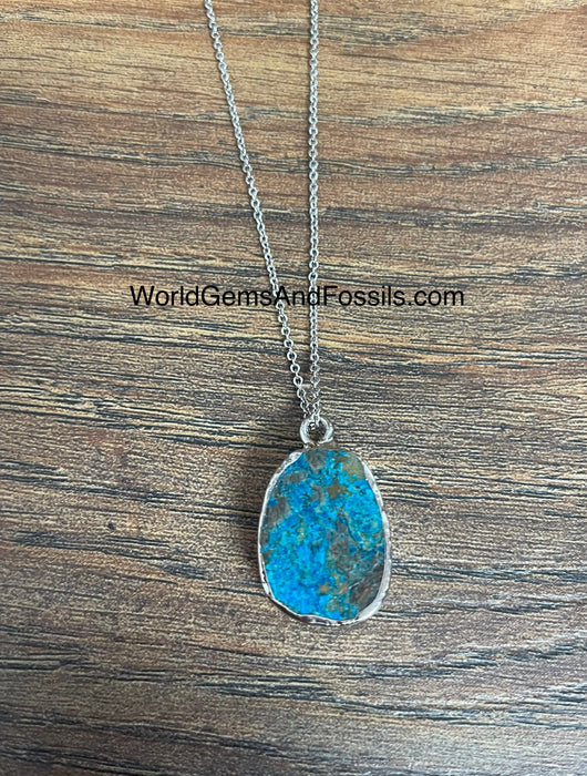 Chrysocolla Necklace Silver Plated