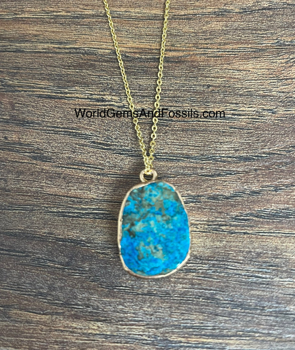 Chrysocolla Necklace Gold Plated