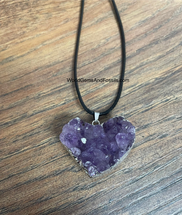 Amethyst Heart Necklace Druze