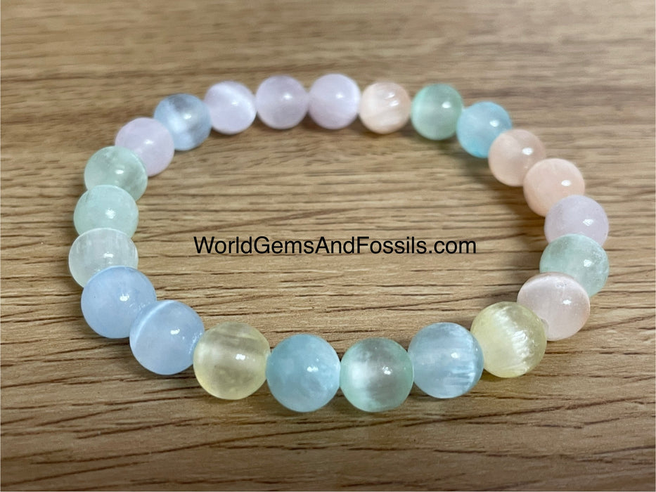 Rainbow Selenite Bracelet 8mm