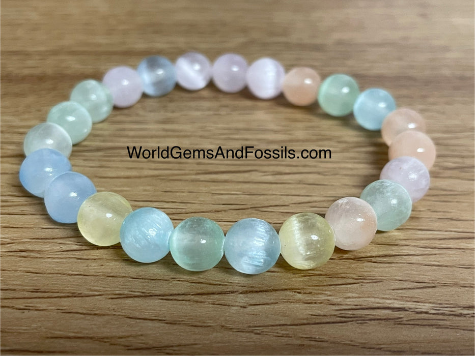 Rainbow Selenite Bracelet 8mm