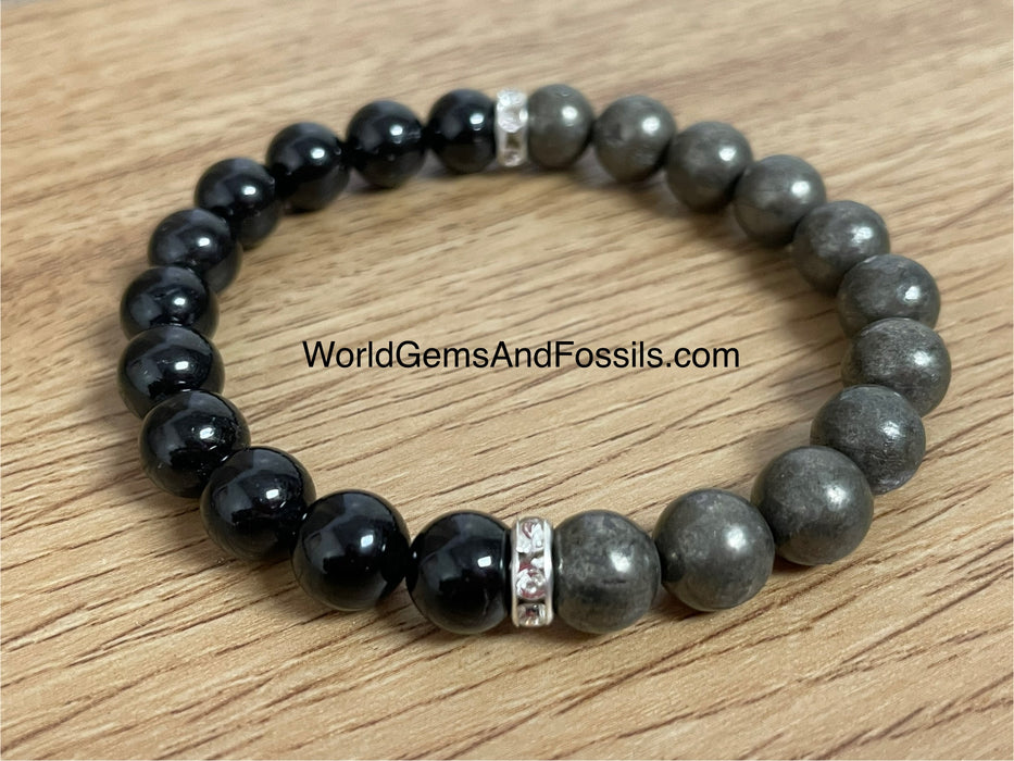 Pyrite Black Tourmaline Bracelet 8mm