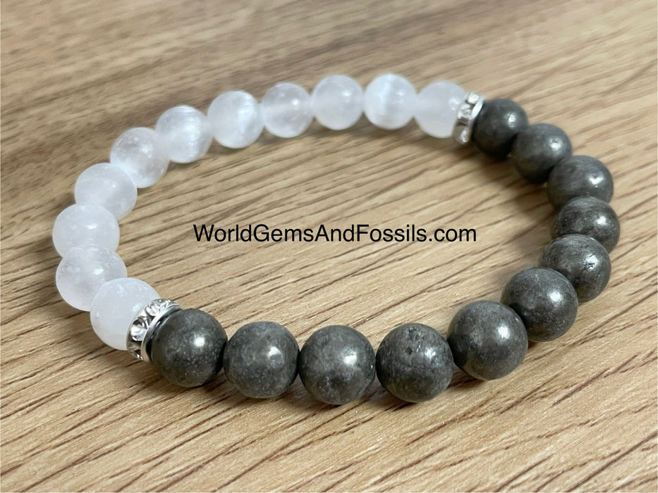 Pyrite Selenite Bracelet 8mm