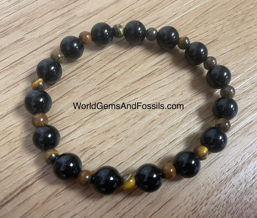 Black Obsidian Tiger Eye Bracelet 8mm