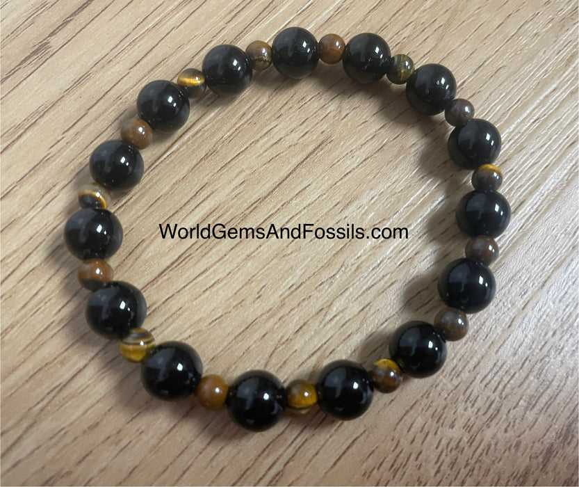 Black Obsidian Tiger Eye Bracelet 8mm