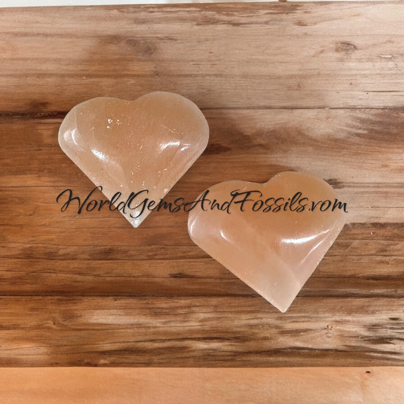 Orange Selenite Hearts 30-35mm