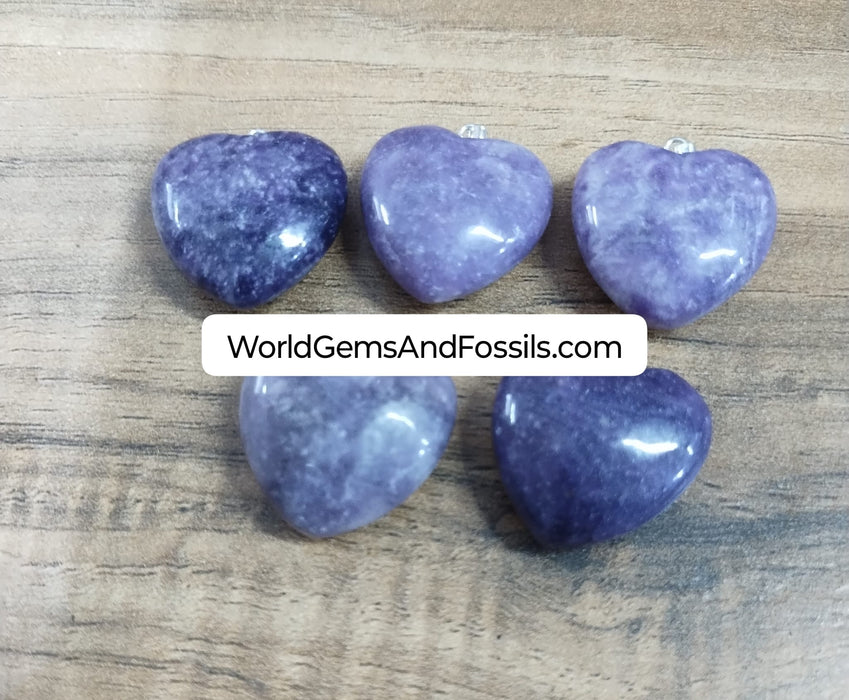 Lepidolite Heart Pendant 5pc/Bag