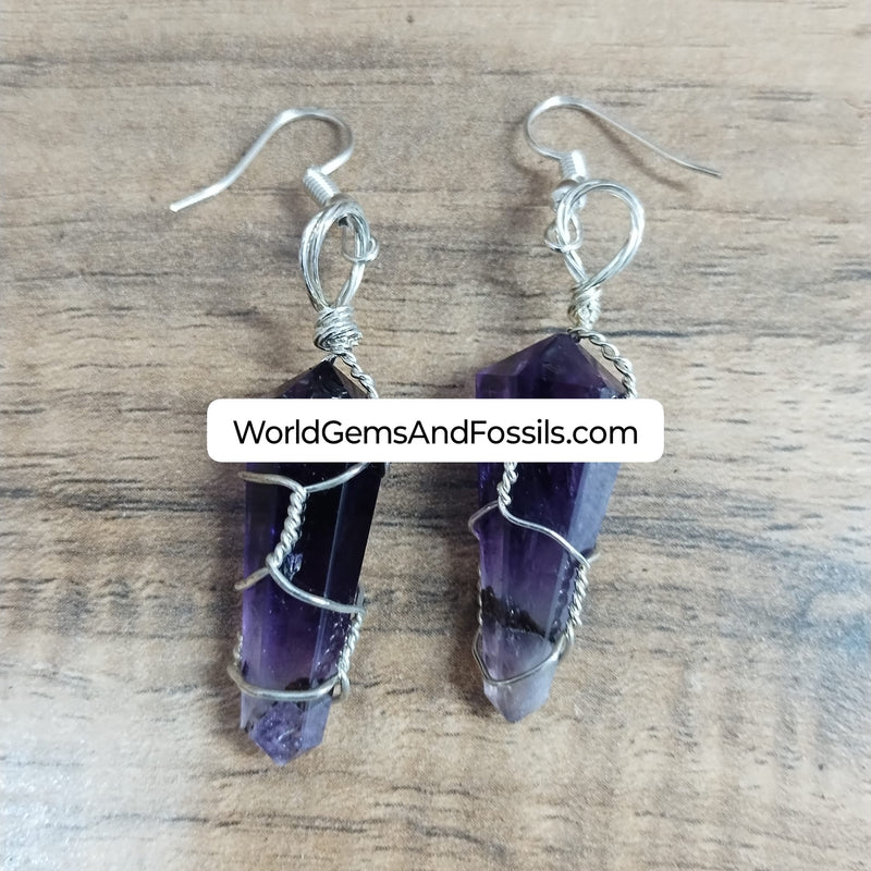 Amethyst Earring Double Point