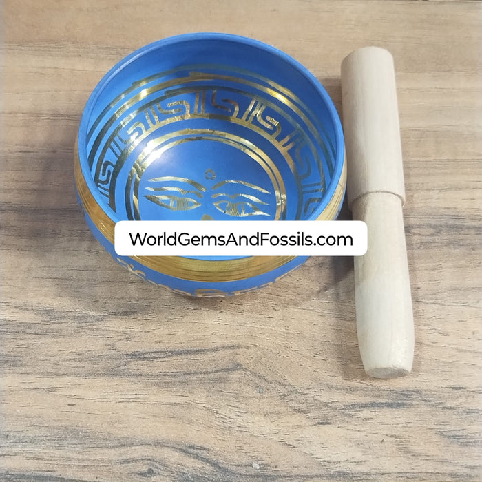 Blue Sanskrit Prayer Singing Bowl 3"