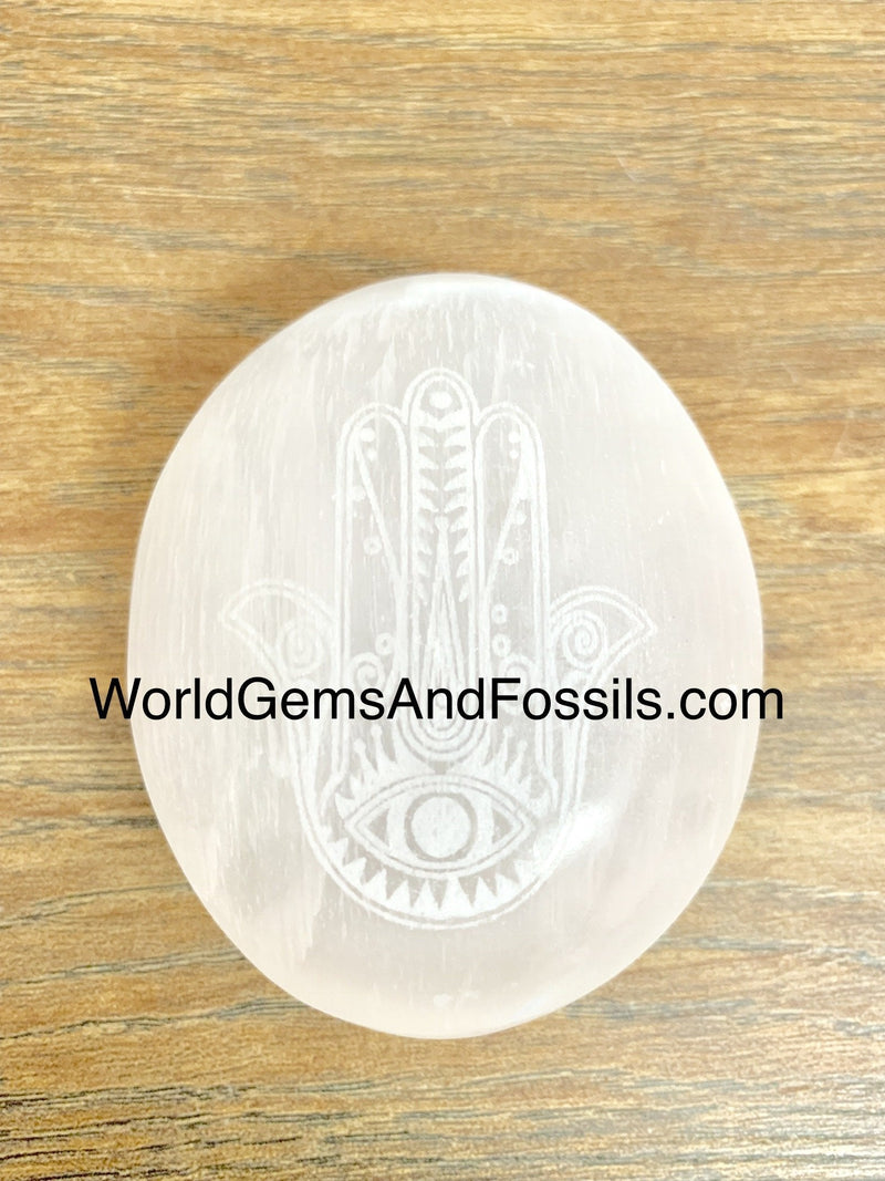 Hamsa Hand Selenite Palm Stone  Box/100Pcs