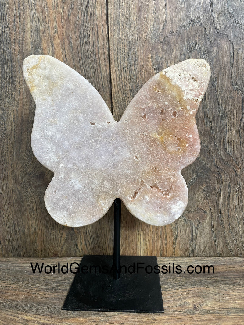 Pink Amethyst Butterfly On Stand  10”