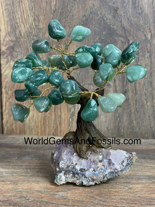 Green Aventurine Bonsai Tree On Amethyst Base #12