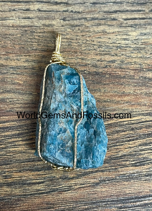 Apatite Pendant Rough Wrapped