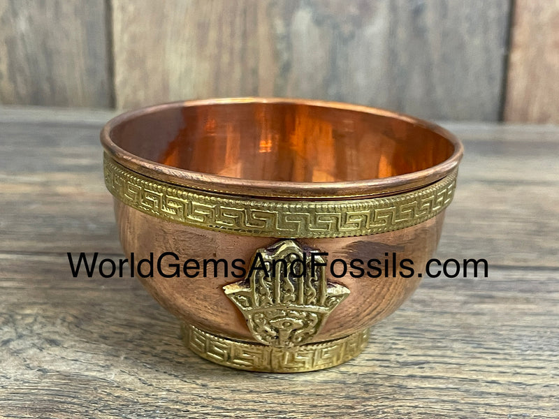 Copper Bowl With Hamsa Hand Symbol