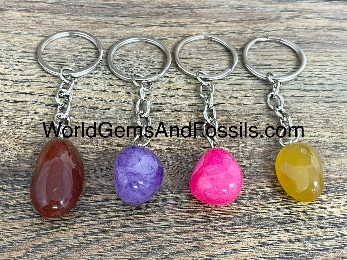 Graphite Color Key Chain Multi Color Agate Keychain — World Gems And Fossils