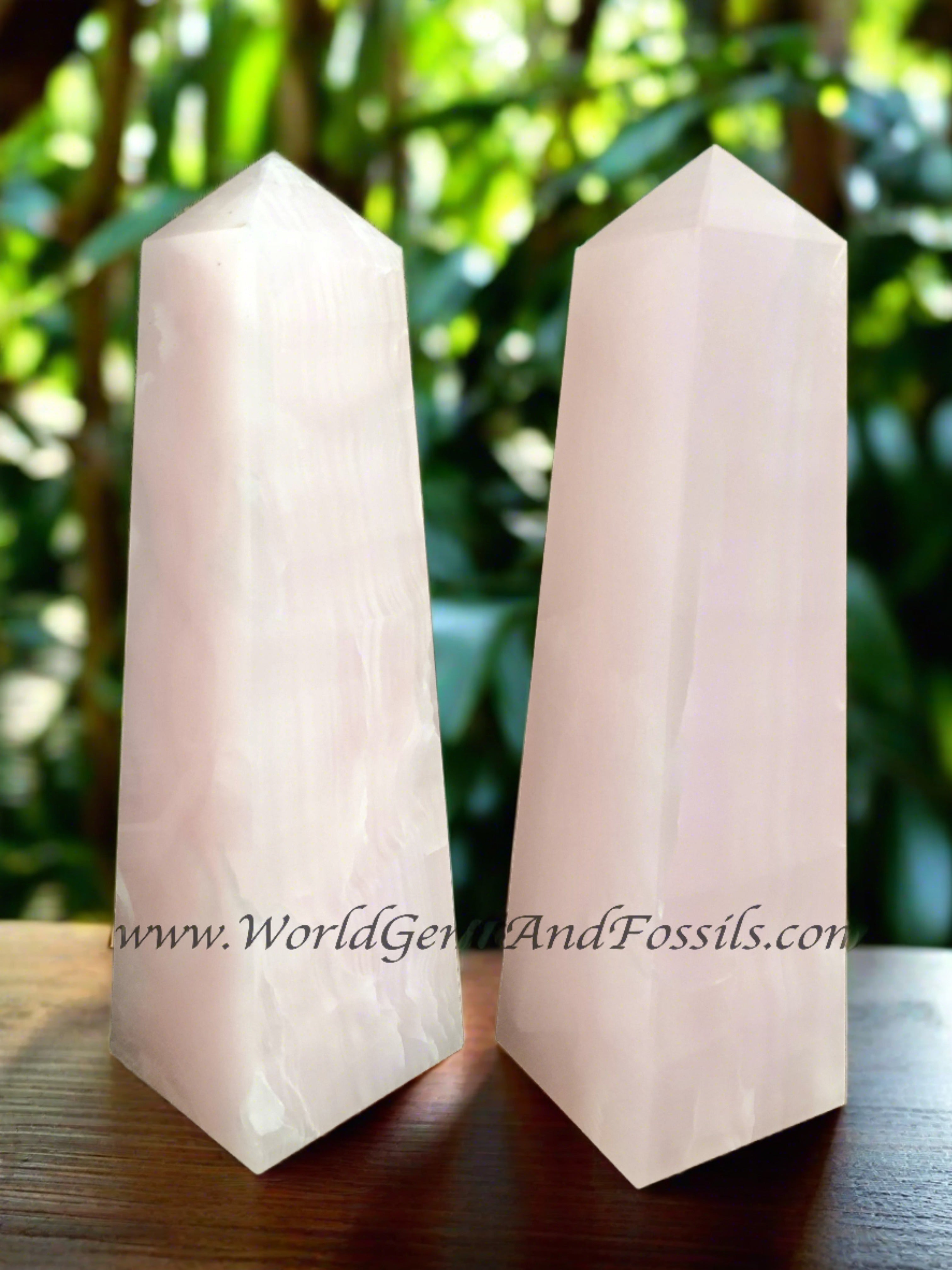 10" Pink Calcite Obelisks