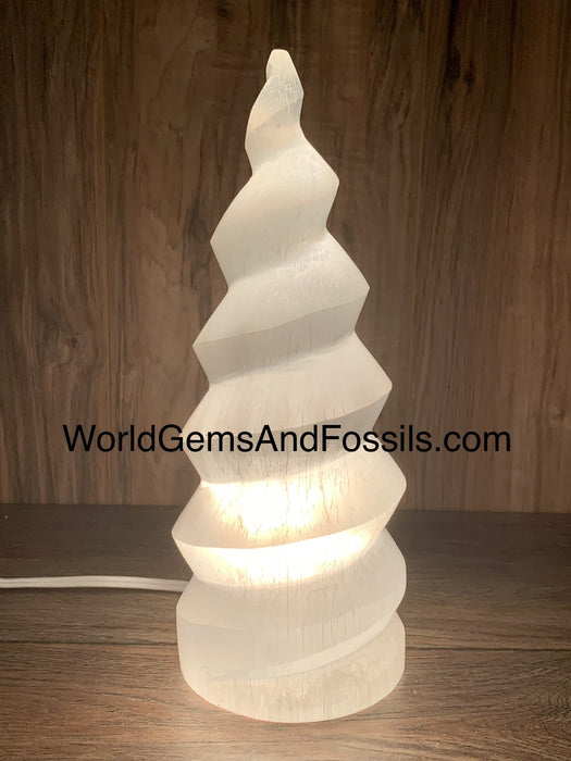 10" Selenite Unicorn Lamp With Cord And Bulb