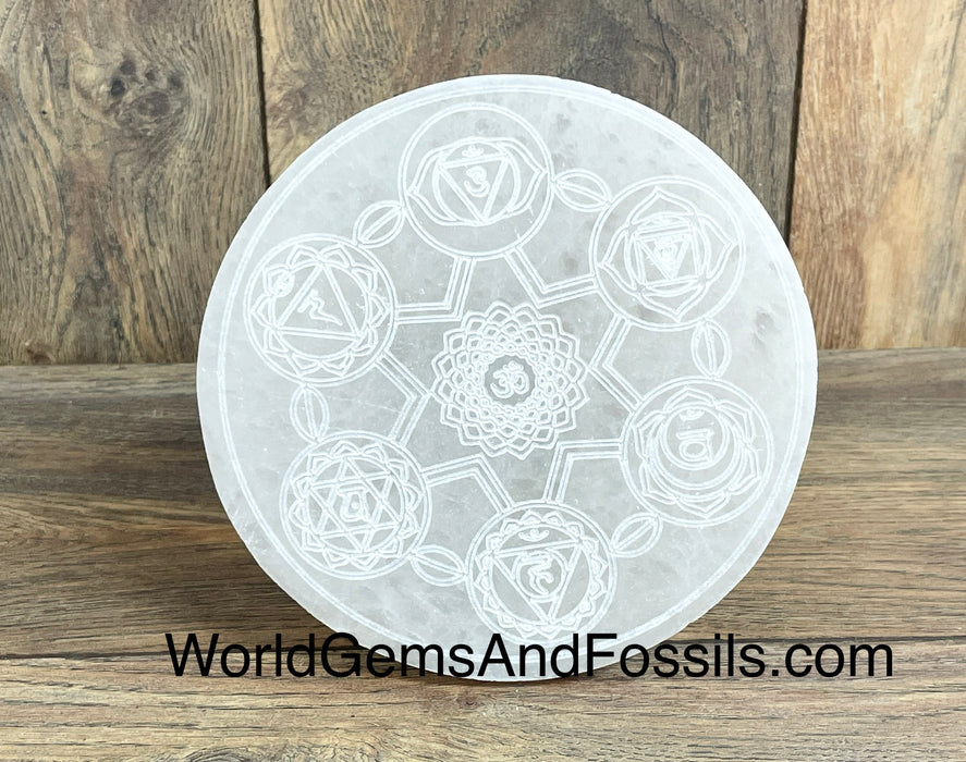 Selenite Chakra Plate Circle 6"