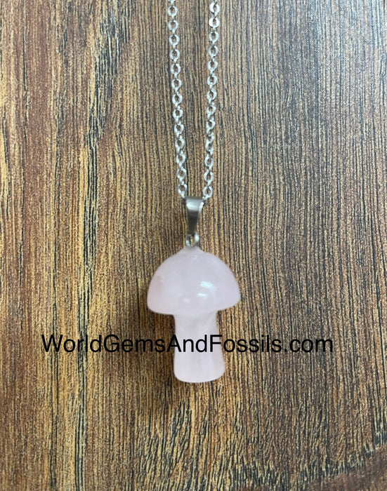 Rose Quartz Mushroom Necklace