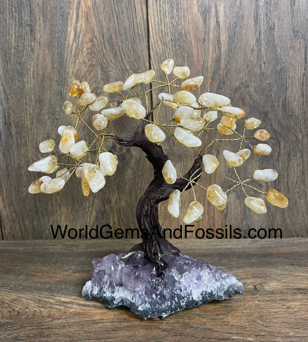 Citrine Bonsai Tree On Amethyst Base #48