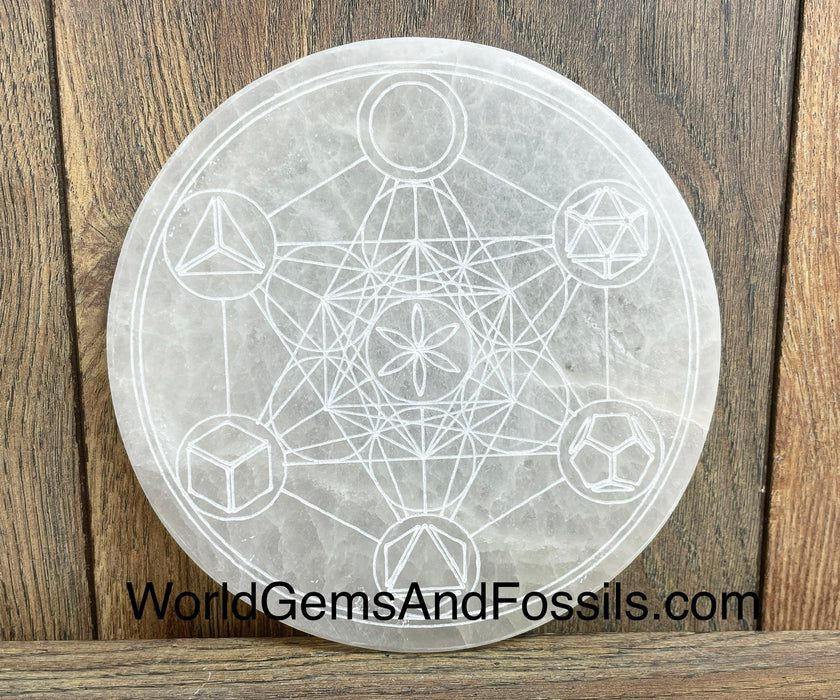 Selenite Metatron Plate Circle 6"