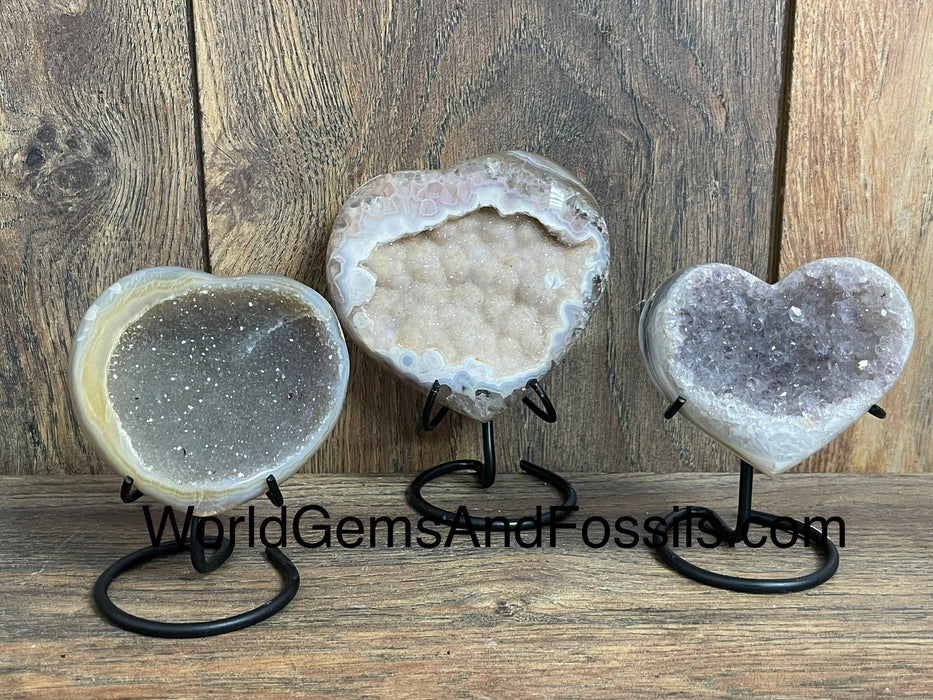 Agate Druze Heart On Stand 1 lb