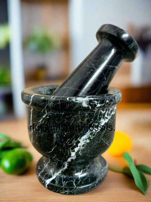 2" Black Zebra Mortar And Pestle