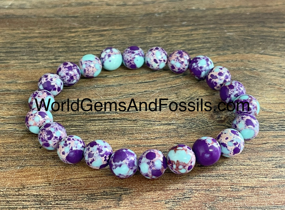 Purple And Blue Imperial Jasper Bracelet 8mm