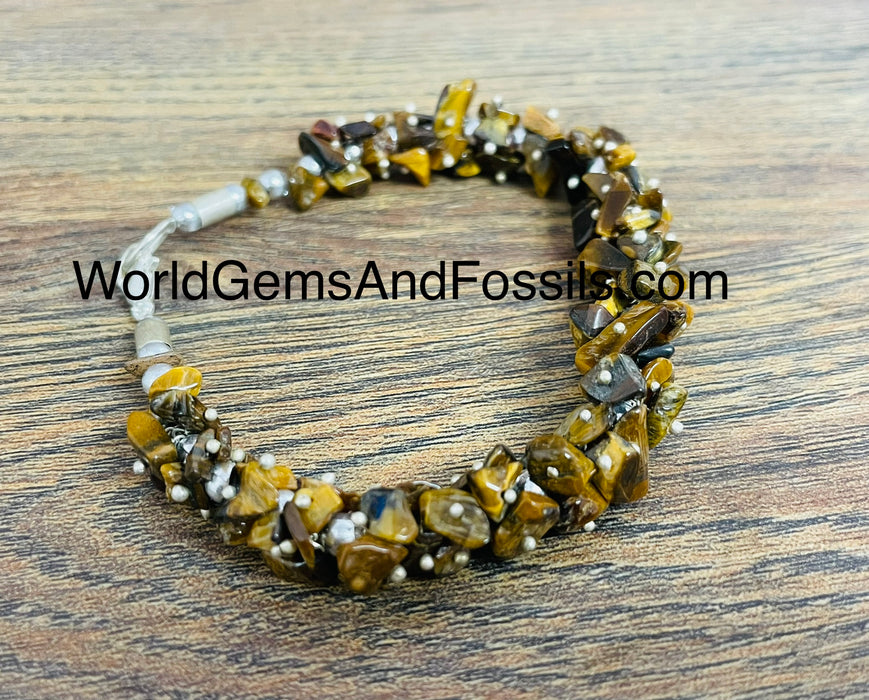 Tiger Eye Chip Bracelet With Clasp