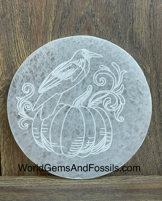 Selenite Plate Halloween Collection Circle 6"   #1