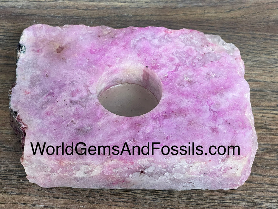 Pink Amethyst Candle Holder