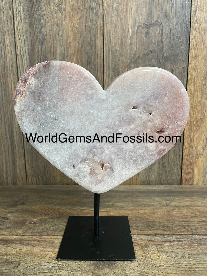 Pink Amethyst Heart On Stand 9.5”