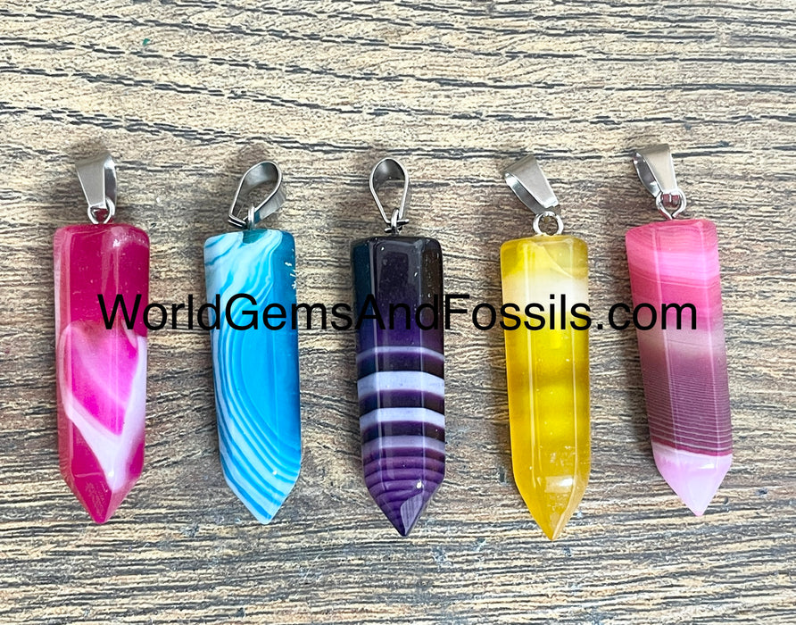 Agate Pendant Pencil Point 5pc