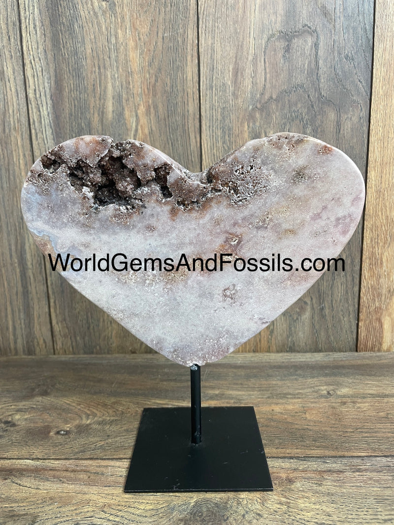 Pink Amethyst Heart On Stand 9.3”