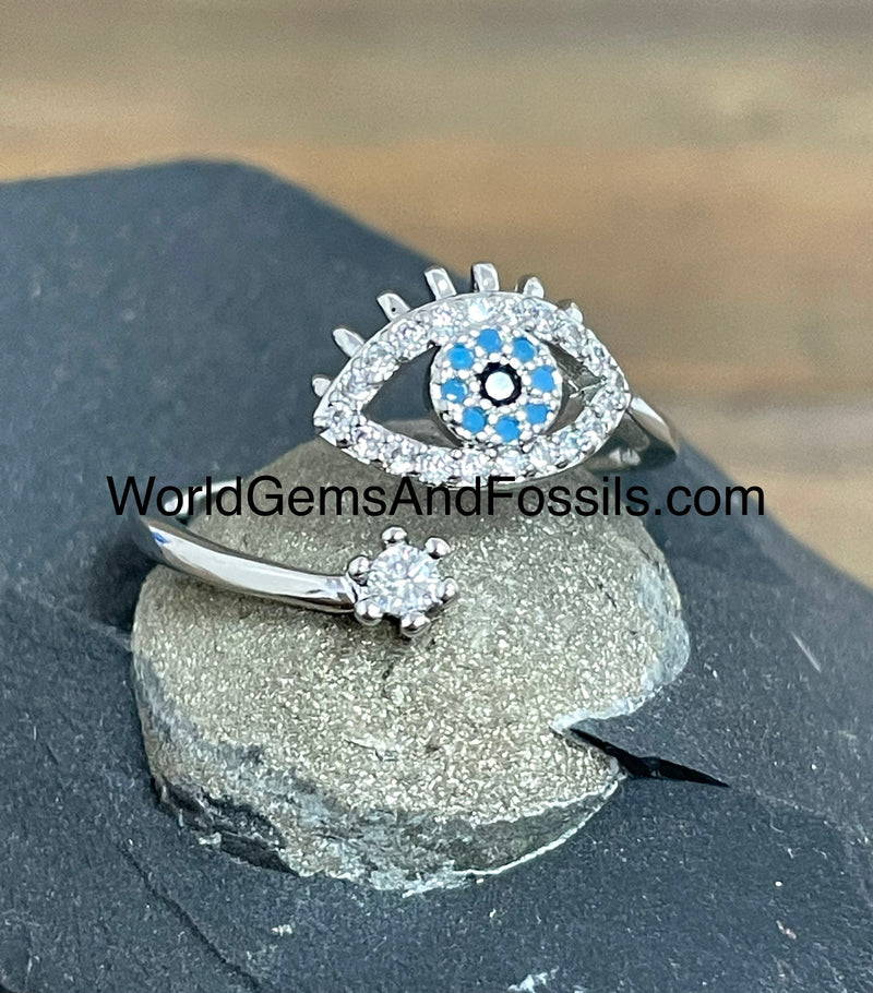 Evil Eye Ring Silver Plated