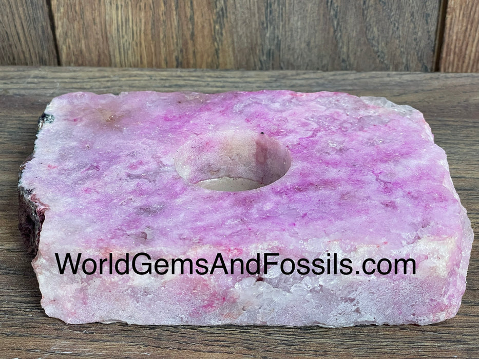 Pink Amethyst Candle Holder