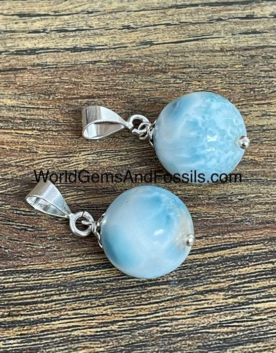 Larimar Pendant Sterling Silver Sphere