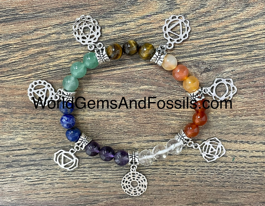 Chakra Bracelet With Chakra Charms 8mm