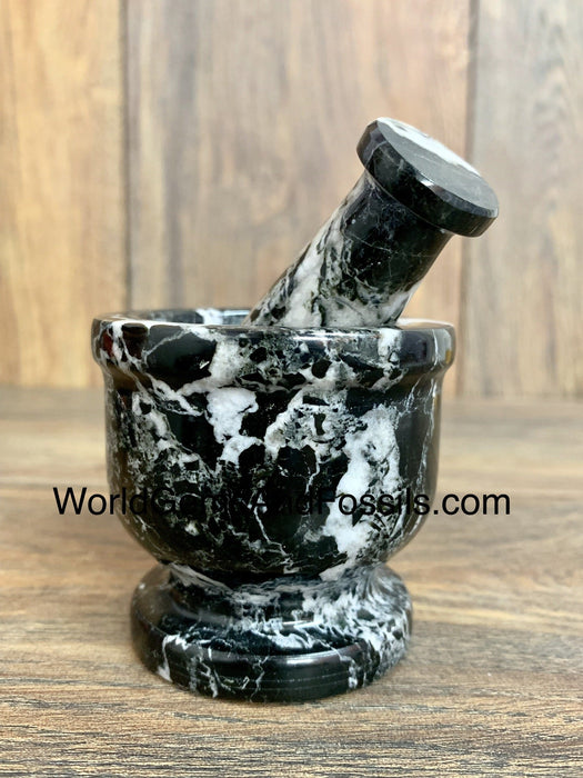 3" Black Zebra Mortar And Pestle