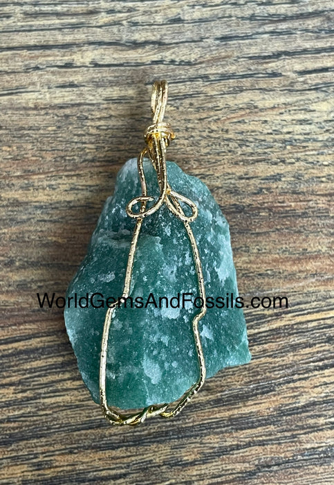 Green Aventurine Pendant Rough Wrapped