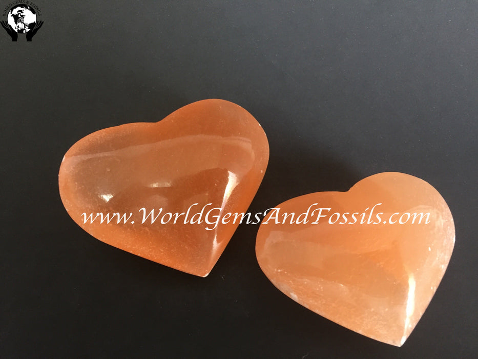 Selenite Heart Orange  1.5"/ 45mm