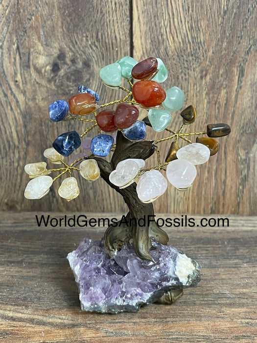 Chakra Bonsai Tree On Amethyst Base #7