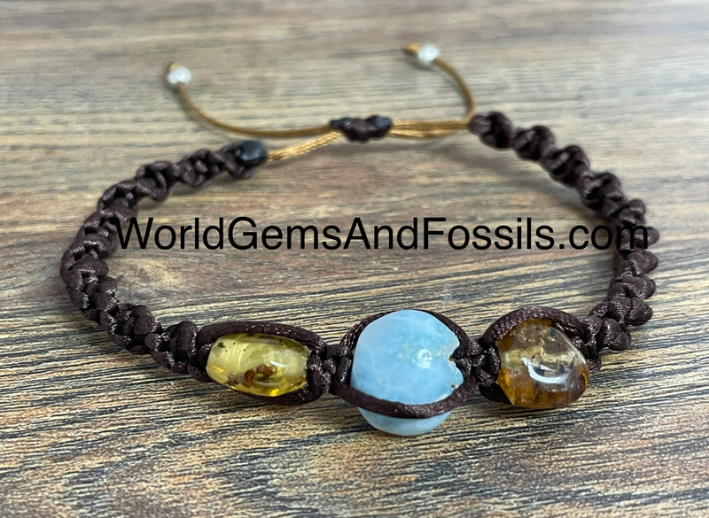Amber With Larimar Bracelet knitted
