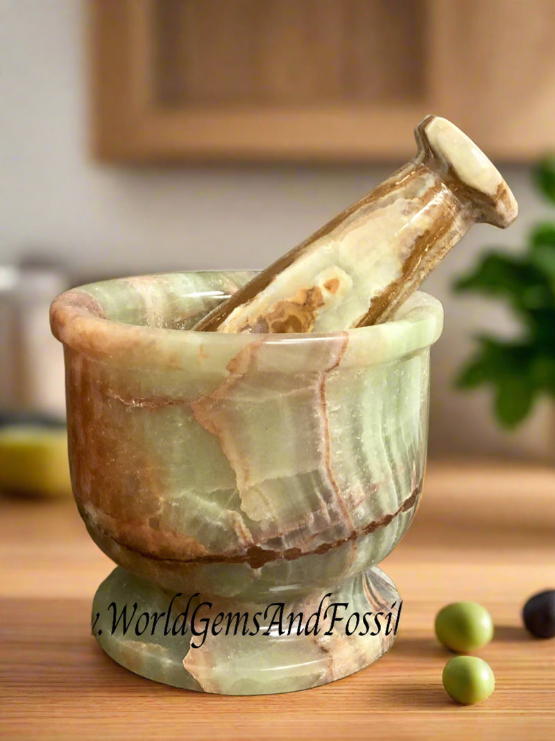 6" Green Onyx Mortar And Pestle