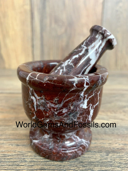 4" Red Zebra Mortar And Pestle
