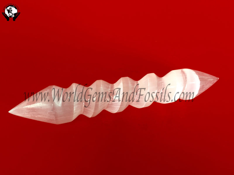 4" Selenite Double Point Spiral Wand