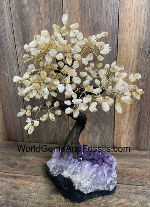 Citrine Bonsai Tree On Amethyst Base #108  19”-21”